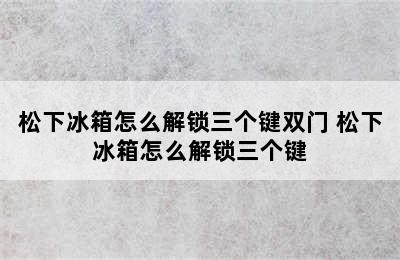 松下冰箱怎么解锁三个键双门 松下冰箱怎么解锁三个键